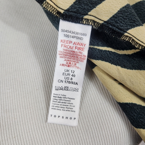 TOPSHOP Black And Tan Zebra Print Pinafore Dress Size 8 - Picture 7 of 7